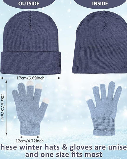 SATINIOR 56 Pcs Bulk Winter Hats and Gloves Set for Homeless Beanies Touchscreen Gloves Knit Cuffed Skull Caps for Men Women