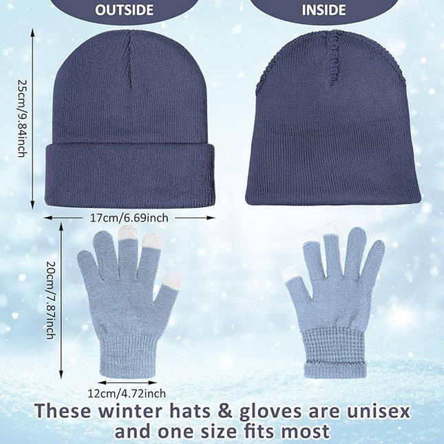 SATINIOR 56 Pcs Bulk Winter Hats and Gloves Set for Homeless Beanies Touchscreen Gloves Knit Cuffed Skull Caps for Men Women