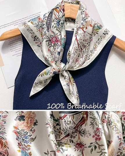 100% Mulberry Silk Scarf for Women Hair Lightweight Square Neckerchief Wrap For Head Scarves 21"
