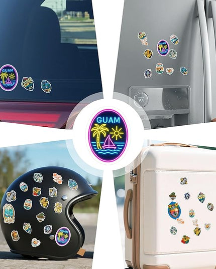 100 Pcs Guam Hafa Adai Stickers Pack Tropical Travel Waterproof Vinyl Decals for Laptop Water Bottle Car Scrapbook Funny Traveling Sticker Gift for Teens Birthday Men Adults All Ages