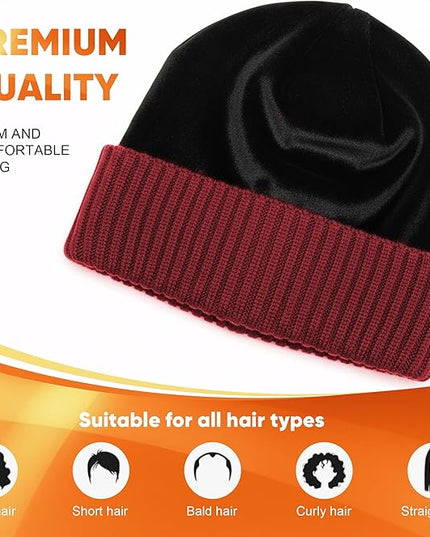 Merino Wool Beanie Hat for Men Women - Thermal Knitted Winter Hat for Large Heads Hiking Running Cap Wrap for Cold Weather