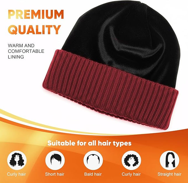 Merino Wool Beanie Hat for Men Women - Thermal Knitted Winter Hat for Large Heads Hiking Running Cap Wrap for Cold Weather