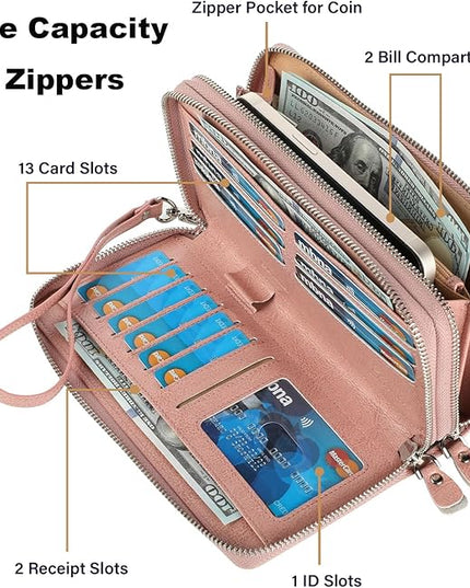 Lavemi Small Compact Women Wallet RFID Blocking Genuine Leather Bifold Purse with ID Windows