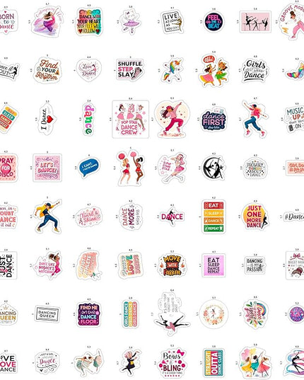 100Pcs Dance Stickers for Water Botlle, for Scrapbooking - Dancer Stickers - Gifts for Dancer - Dance Party Supplies - Gift for Women & Men