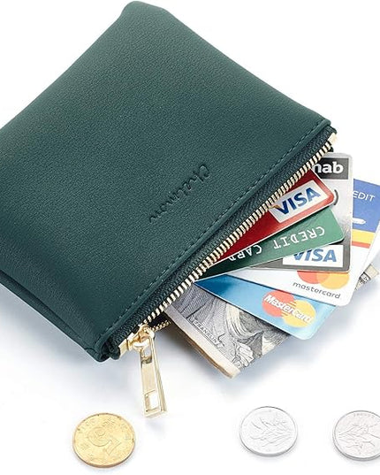 Chelmon Vegan Leather Coin Purse Pouch Change Purse With Zipper For Men Women