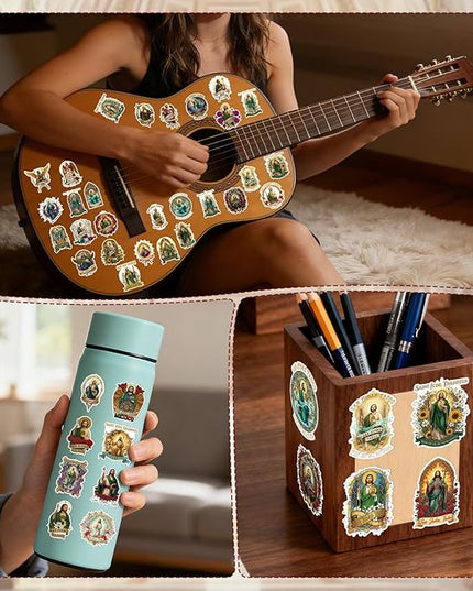 San Judas Tadeo Stickers - 50 Pcs Religious Christian Water Bottle Stickers, Inspirational Bible Verse Waterproof Scrapbook Sticker, Vinyl Decals for Vision Board Laptop Journal