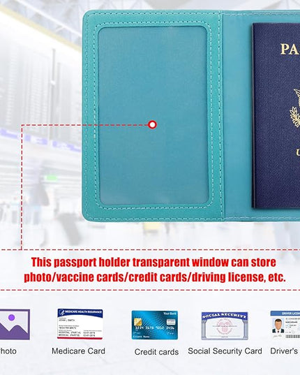 TIGARI Passport Holder for Travel Women Men, Valentines Day Gifts PU Leather Wallet Cover Case Sleeve, Waterproof Protected Document Organizer, Vacation Plane Cruise Travel Essentials