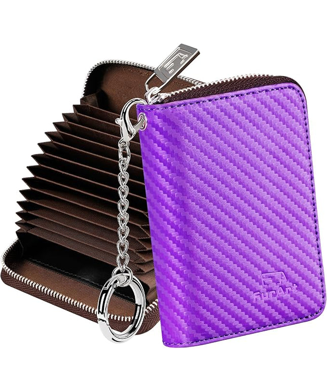 FurArt Zipper Wallet Women, RFID Blocking Credit Card Wallet, Business Card Holder, Compact Size KeyChain Wallet