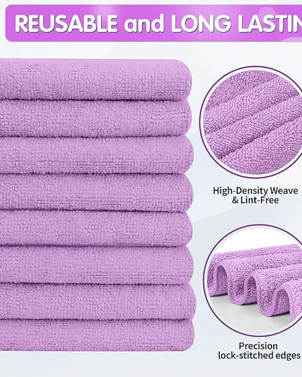 FIXSMITH Purple Microfiber Cleaning Cloth -Pack of 8, Highly Absorbent Cleaning Rags, 16"X12" All Purpose Cleaning Towels for Housekeeping, Kitchen, Car, Lint Free and Reusable Microfiber Towels