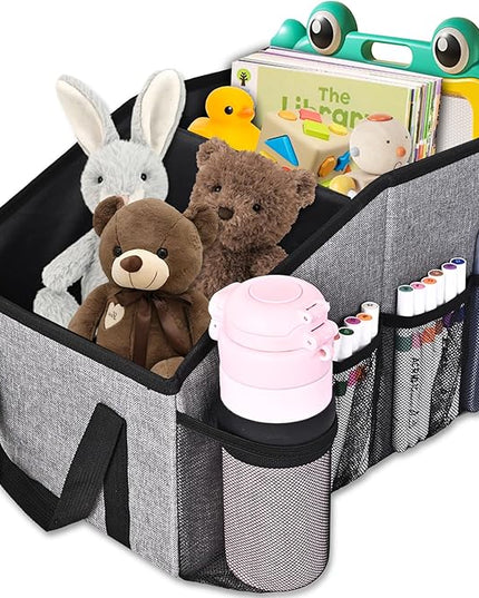 Smof Car Organizer- Car Seat Organizer for Front Seat Back Seat Between Seats, Foldable Car Storage Organizer for Kids Adults with Multi-Pockets-Car Organizers Backseat with Detachable Divider-Gray