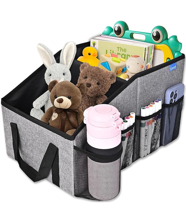 Smof Car Organizer- Car Seat Organizer for Front Seat Back Seat Between Seats, Foldable Car Storage Organizer for Kids Adults with Multi-Pockets-Car Organizers Backseat with Detachable Divider-Gray