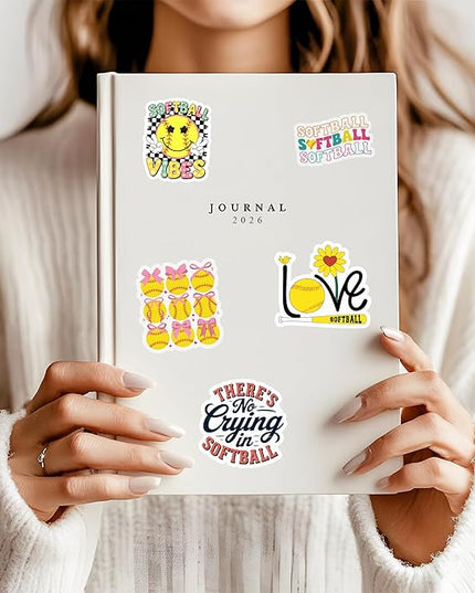 12PCS Softball Stickers for Girls Boys Kids, Softball Stickers for Water Bottles Helmet Poster Board, Softball Decals Vinyl Stickers Waterproof