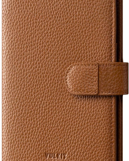 VULKIT Leather Passport Travel Wallet for 2 Passports Pocket Slim Double Passport Holder RFID Blocking with ID Window for Women or Men
