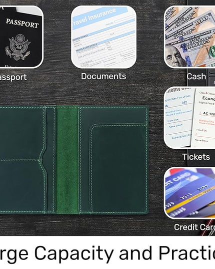 HIFA Leather Passport Holder, Handmade Passport Cover with Card and Ticket Slot - Genuine Leather, Elegant Design, Easy Access - Passport Case, Passport Wallet, Passport Holder