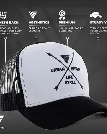 Urban Effort Mesh Back Cap - for Men and Women Baseball Hat 5-Panel Trucker Hat - Great Snapback Closure for Hunting & Hiking