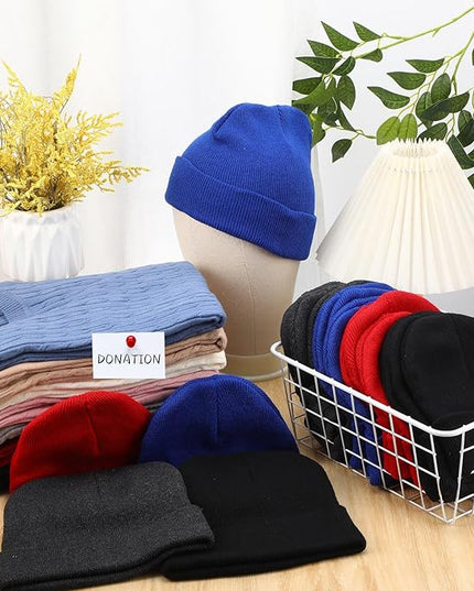 Toulite Bulk Winter Beanies for Homeless Donation Unisex Warm Knitted Beanie Hats Skull Cap
