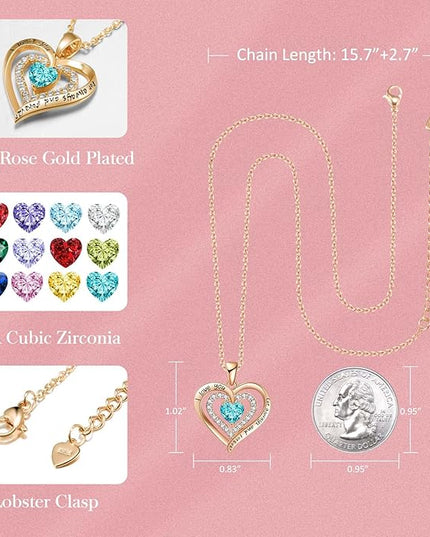 REDBEE Necklaces for Women Birthstone Heart Necklace Jewelry for Wife Girlfriend Woman Necklace