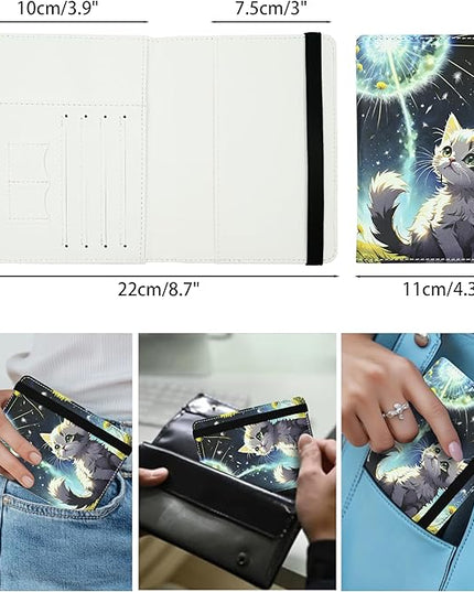 Cute Cat Passport Holder for Women and Men PU Leather Passport Cover for Travel