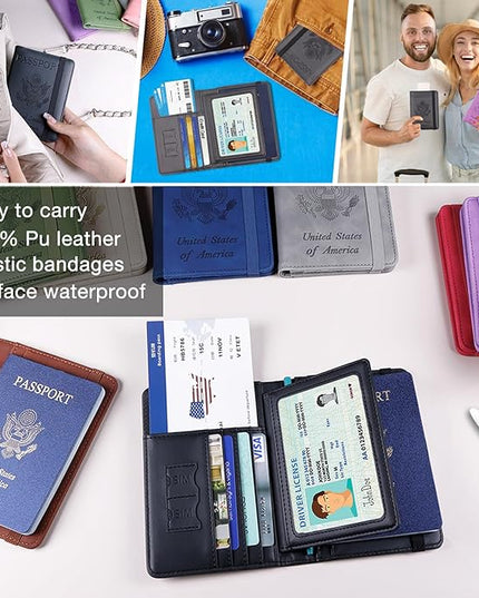 Melsbrinna Rfid Passport Holder for Travel women/Men, Cute Passport Wallet Rfid Blocking Card Slots, Rfid Passport Cover/CaseTravel Wallet, Passport Book Holder (1, Black3)