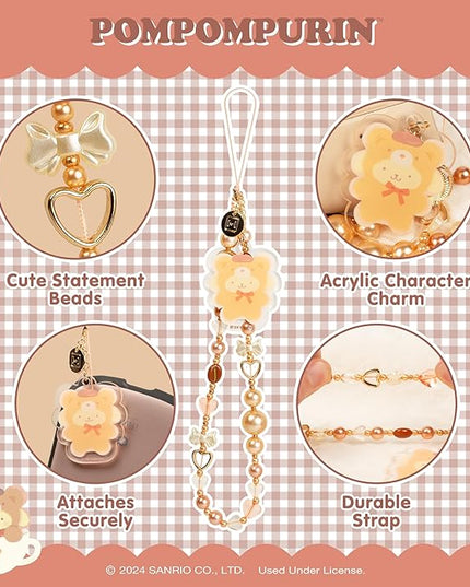 iFace Hello Kitty and Friends Beaded Wristlet Universal Charm Strap [Latte Bear Series] – Cute Wrist Strap for Cell Phone Camera Keys AirPods