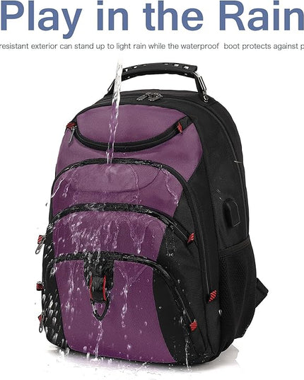 Boavan Laptop Backpack for men, 15.6 inch Laptop Bag with USB Port, Waterproof Travel Work Backpack Purse, Anti-Theft Teacher Nurse Doctor Casual Bookbags Office Business backpack，Purple Black