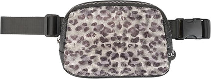 C.C Animal Print Rhinestone Fanny Pack – Leopard & Zebra Waist Bag, Crossbody Belt Bag with Adjustable Strap (Animal Print - Black Leopard)