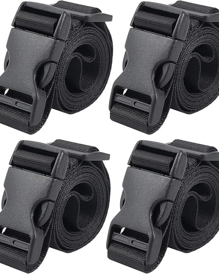 Vigorport Utility Straps Quick Release Nylon Backpack Accessory Bag Strap,Adjustable for Hiking,Travel,Outdoor Sports-4 Pack (Black, 1" W-48 L)