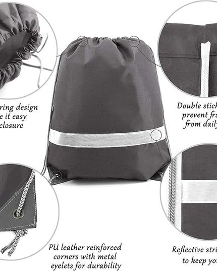 BeeGreen Drawstring Backpack Bags 20,30,50 Packs Reflective String Bags for Gym Sport Trip Cinch Sack DIY for Women Men