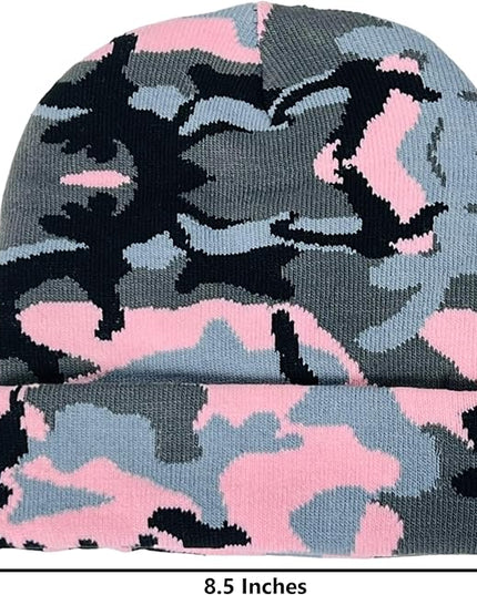 Super Soft Adult & Child Camo Print Winter Knit Beanie Set