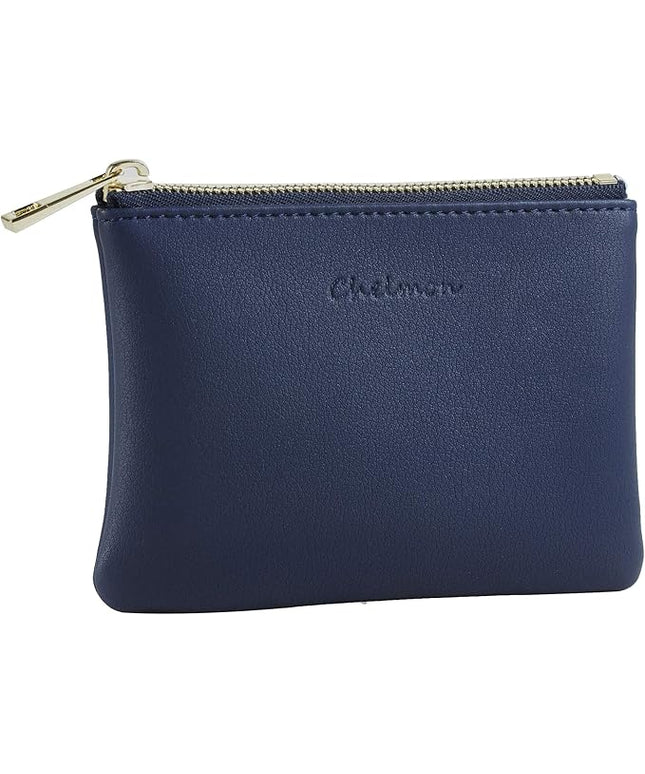 Chelmon Vegan Leather Coin Purse Pouch Change Purse With Zipper For Men Women