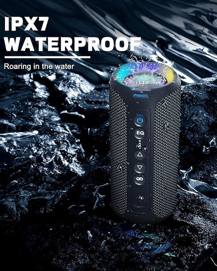 Ortizan Bluetooth Speakers, Portable Wireless Stereo Speaker - IPX7 Waterproof, 30W RMS(40W Peak) Loud Sound, Deep Bass, LED Light, Bluetooth 5.3, for Home/Shower/Outdoor/Beach, Gifts for Adult, Navy