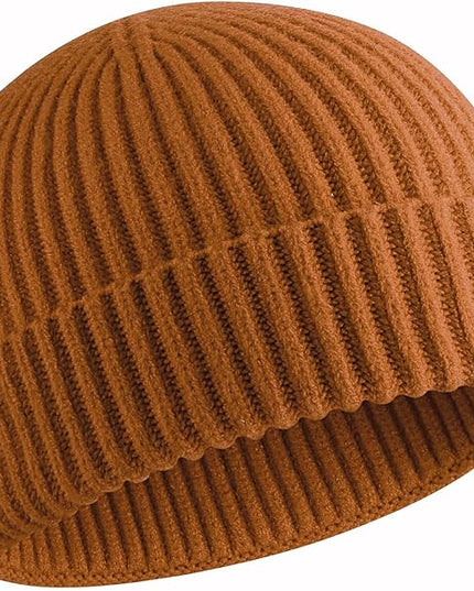 50% Wool Warm Cuffed Swag Knit Short Fisherman Beanie for Men Women Winter Hats Trawler Skull Cap