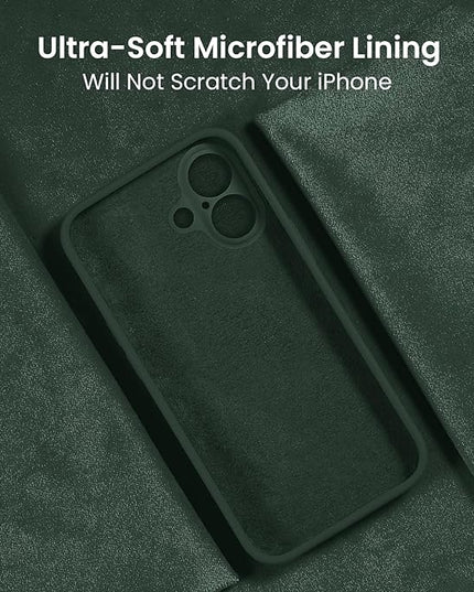 FireNova Designed for iPhone 16 Plus Case, Silicone Upgraded [Camera Protection] Case with [2 Screen Protectors], Soft Anti-Scratch Microfiber Lining Inside, 6.7 inch, Alpine Green