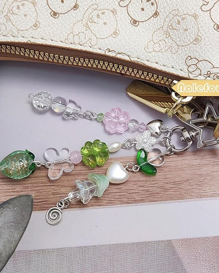 Keychain Bag Accessories Cute Cherry Strawberry Flower Keychains Accessories Decor for Keys Bags Purses Gift
