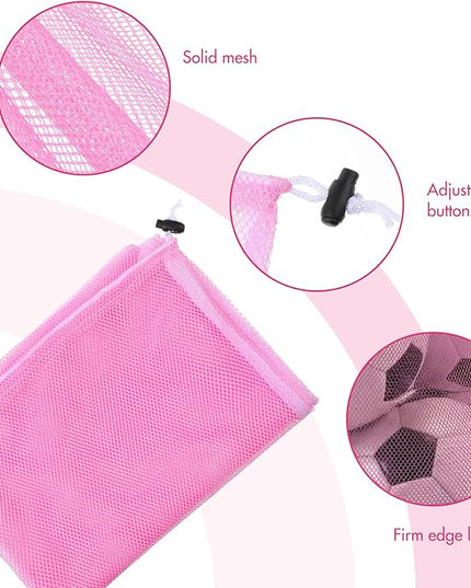 Berlune 30 Pack Large Mesh Laundry Bags, 24 x 36 Inch Bulk Wash Set with Drawstring for Commercial Use, Dorms, Vacation Rentals, Laundromats, Apartments & Facilities(Pink)