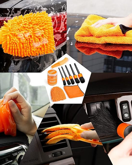 Viewsun 20PCS Car Cleaning Kit, Car Interior Detailing Kit with High Power Handheld Vacuum, Auto Detailing Drill Brush Set, Cleaning Gel, Complete Car Wash Kit Supplies for Deep Cleaning