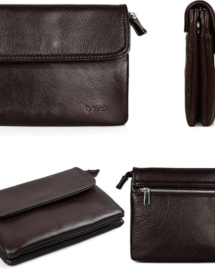 befen Genuine Leather Small Crossbody Bags for Women Cell Phone Bag Cross Body Purses,Silver Zipper