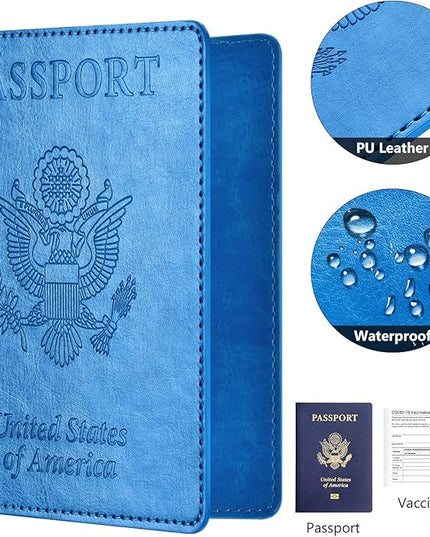 Eoehro Passport Holder for Travel Essentials-2Pack, Passport Wallet Cover Case for Travel Must Haves Accessories,Passport Book Holders for Women and Men