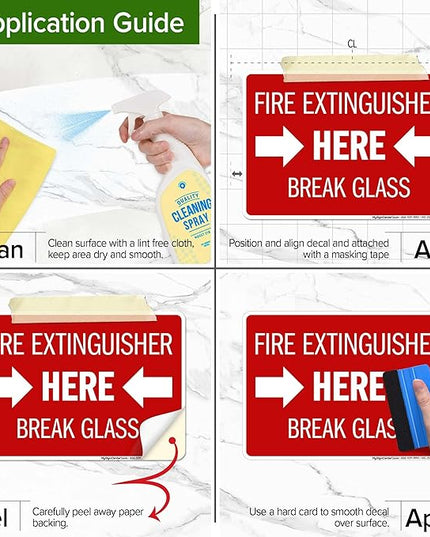 Fire Extinguisher Here Break Glass Sign, 10x7 Inches, 4 Mil Vinyl Decal Stickers Weather Resistant, Made in USA by My Sign Center
