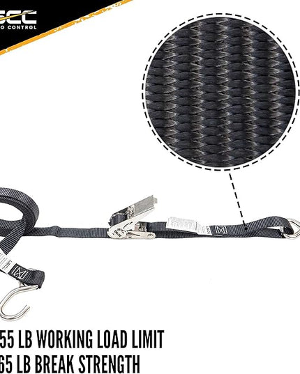US Cargo Control Stainless Steel Ratchet Straps with S-Hooks (2-Pack), 1 Inch X 10 Foot, Black Tie Down Straps with Stainless Steel Thumb Ratchets, Utility Straps to Secure Cargo