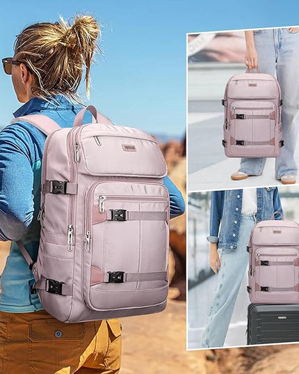 PIJUSHI Travel Backpack for Women Flight Aprroved Carry on Bag Large Casual Luggage Backpack Fit 16 inch Laptop(PE050 Ashen Purple)