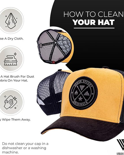 Urban Effort Mesh Back Cap - for Men and Women Baseball Hat 5-Panel Trucker Hat - Great Snapback Closure for Hunting & Hiking