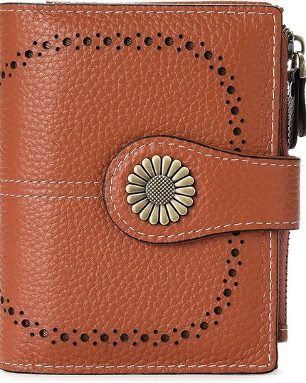 SENDEFN Small Womens Wallet Leather Bifold Card Holder RFID Blocking with Zipper Coin Pocket