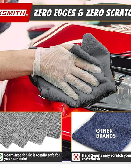 FIXSMITH Microfiber Cleaning Cloth, Shop Towels Bulk, 24 Pack Grey Microfiber Towels for Cars, All-Purpose Absorbent Cleaning Rags, Dust Cloth for Automotive, Mechanic, Garage, Bar, 12 x 11 inch