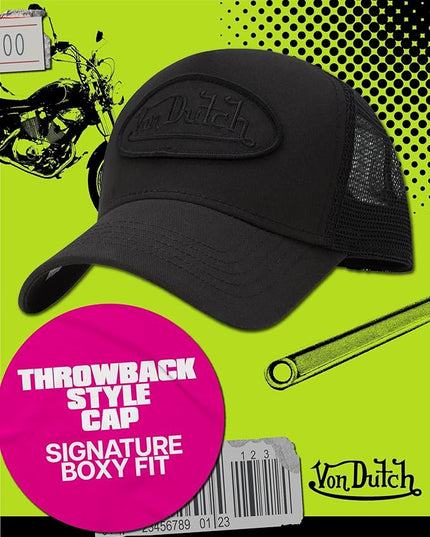 Von Dutch Unisex Trucker Hat - Curved Bill Mesh Back Retro Classic Adjustable Snapback Baseball Cap for Men and Women