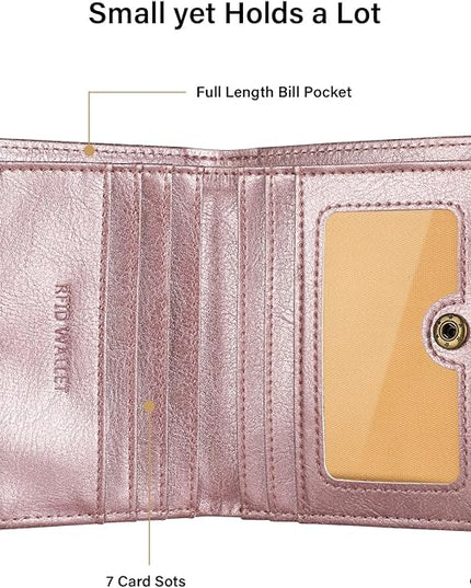 Lavemi Ultra Thin Small Compact Leather Womens Girls Wallets RFID Blocking Credit Card Holder for Women
