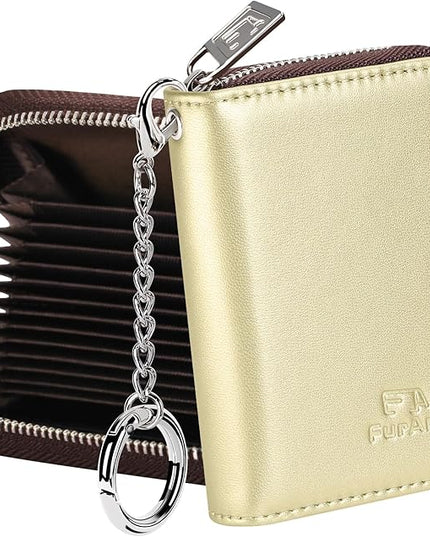 FurArt Zipper Wallet Women, RFID Blocking Credit Card Wallet, Business Card Holder, Compact Size KeyChain Wallet