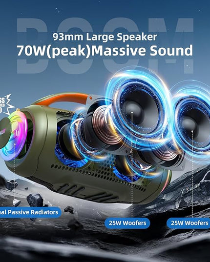 ZEALOT P11 Bluetooth Speaker, 80W Peak Wireless Stereo, Ultra Lightweight Portable Design and IPX6 Waterproof, Customize EQ for Outdoor/Camping/Beach/Travel (camo)