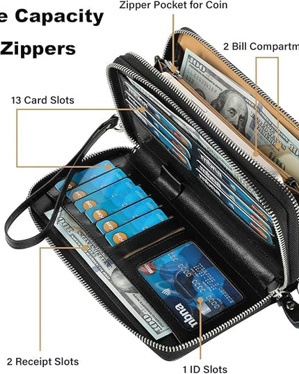 Lavemi Small Compact Women Wallet RFID Blocking Genuine Leather Bifold Purse with ID Windows
