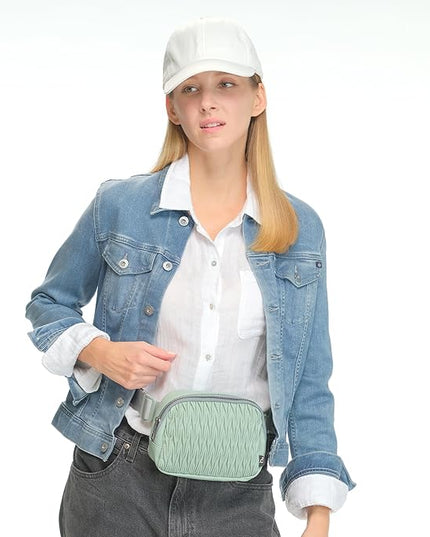C.C Belt Bag for Women – Quilted Fanny Pack Crossbody Waist Bag with Adjustable Strap, Fashion Gift Idea (Materasse - Sage)
